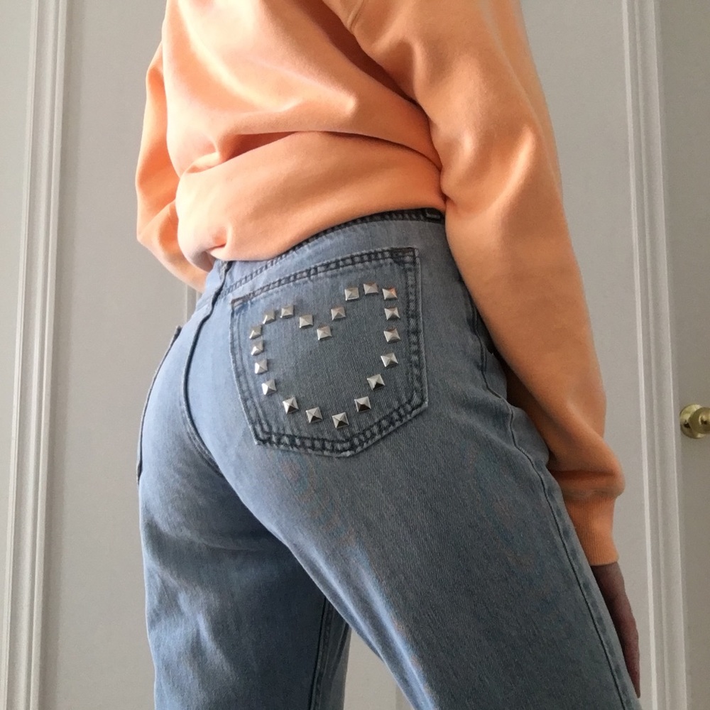 Heart Studded Denim Jeans Lightwash